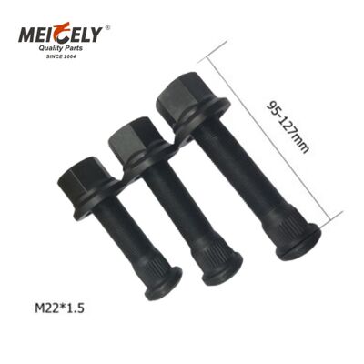 重用トラックホイールスタッド M22x1.5 ヘクサボルト - 黒オキシド表面のグレード10.9合金鋼