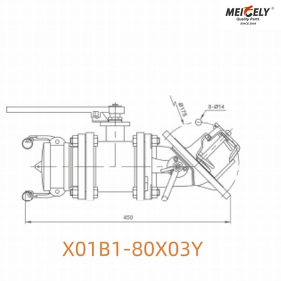 X01B1-80X03Y タンクトラック用 バターフライバル組付きフットバルブ